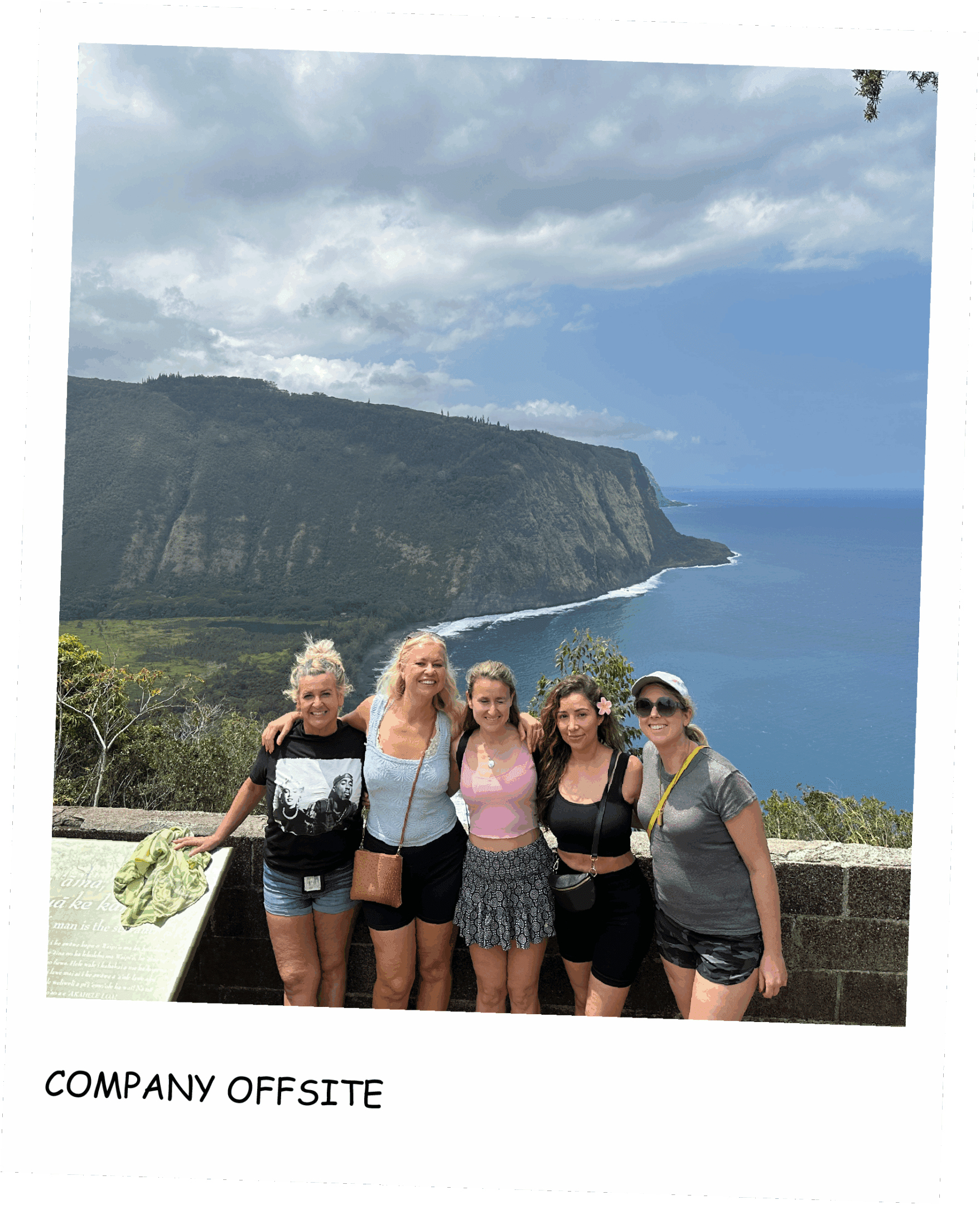 5 friends on at the company offsite