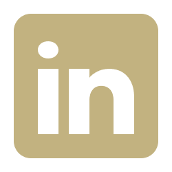 LinkedIn logo on a beige background.